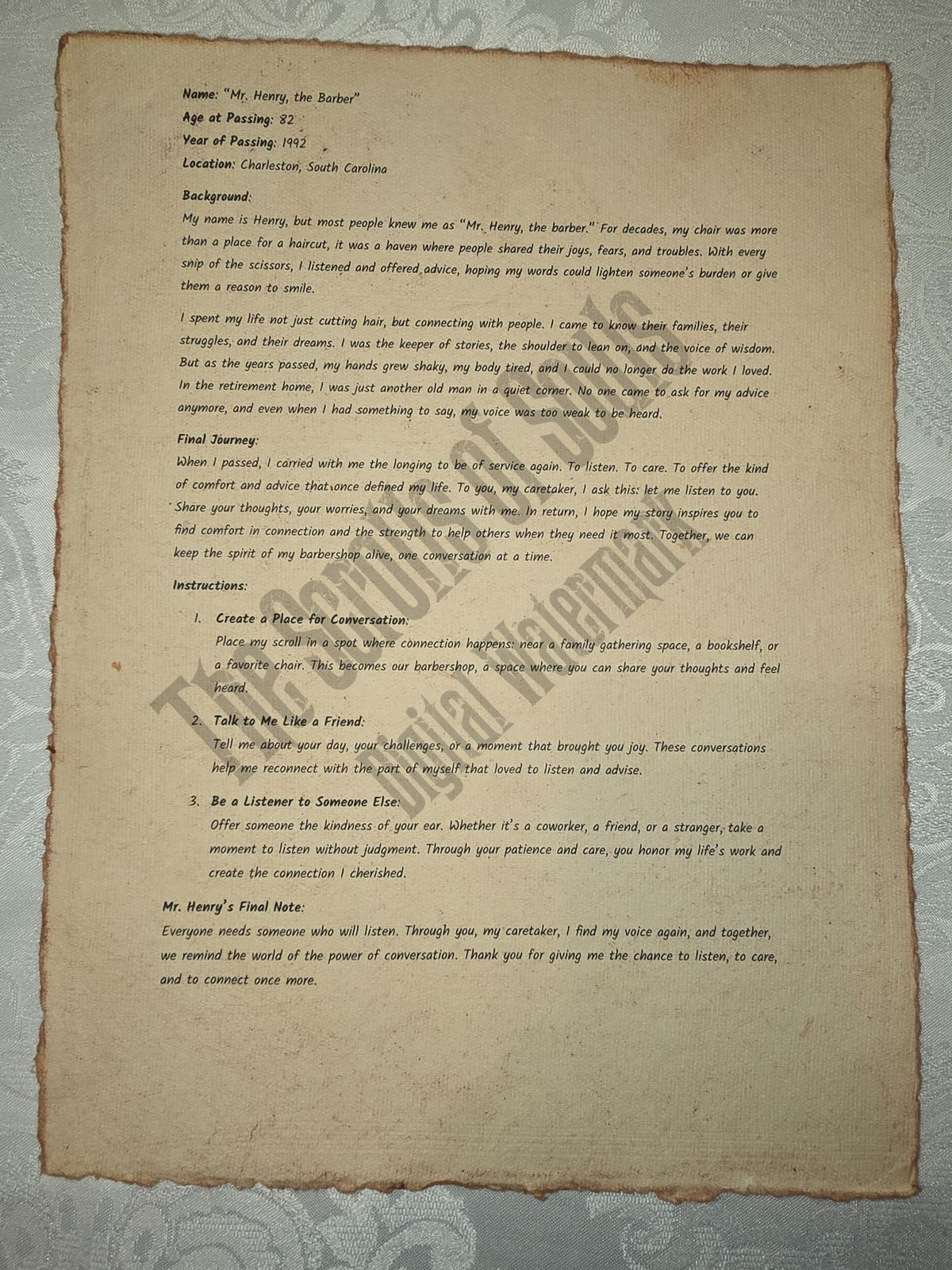 Mr. Henry, the Barber - The Scrolls of Souls