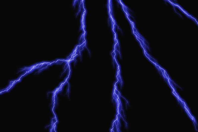 Blue lightning streaks across a black background, symbolizing raw energy and impending danger. This image represents a pivotal moment from the journal entry 'A Drumbeat Away from Darkness,' by Candle Face Chronicles, capturing the tension and power of Can