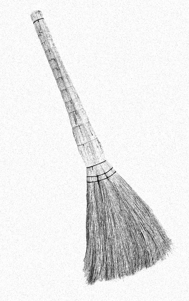 A detailed, hand-drawn illustration of a simple broom with tightly bound straw bristles and a wooden handle. The image is related to the journal entry 'Riddle Me This: A Plea for Help' from Candle Face Chronicles by Branching Plot Books.