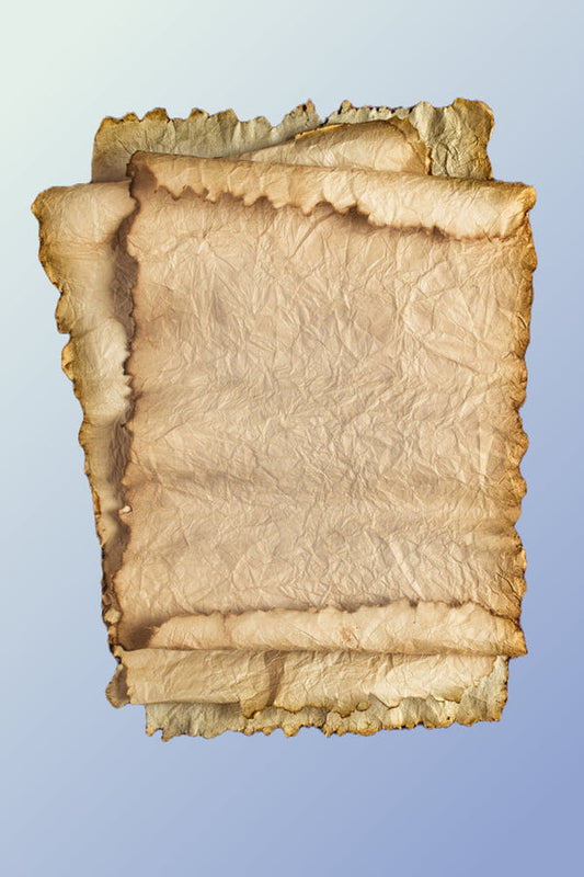 A stack of aged, yellowed pages filled with handwritten text, the ink faded but still legible. The edges of the pages are frayed and stained, giving them a fragile, antique appearance. The title 'Mr. Smoe's Magical Manuscript.'