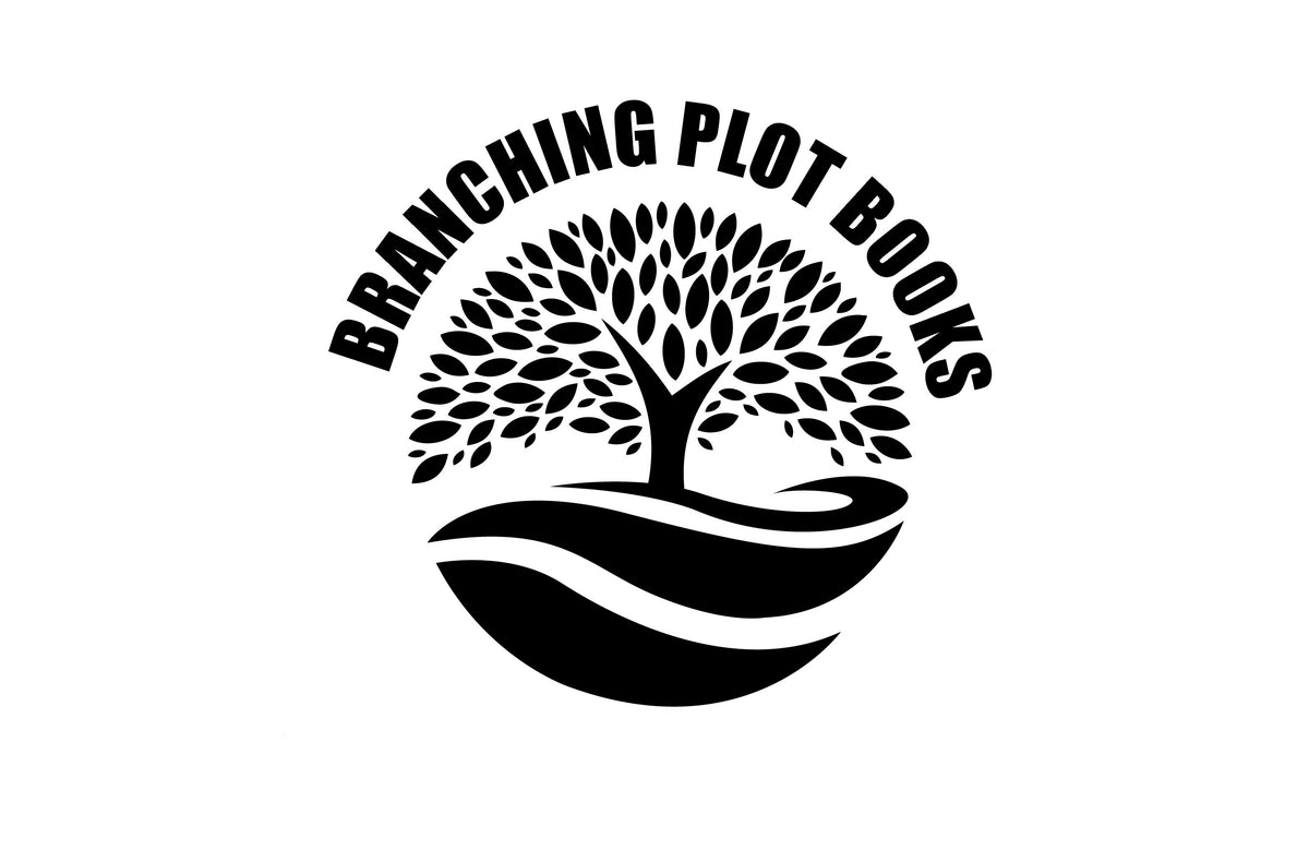 The official Branching Plot Books logo, featuring a stylized tree with many leaves growing from a curved base—symbolizing the ever-changing nature of storytelling.