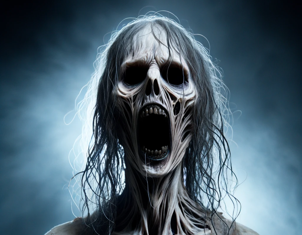 Candle Face—her hollow scream carries the weight of forgotten souls. A disturbing presence from Candle Face Chronicles, brought to you by Branching Plot Books.