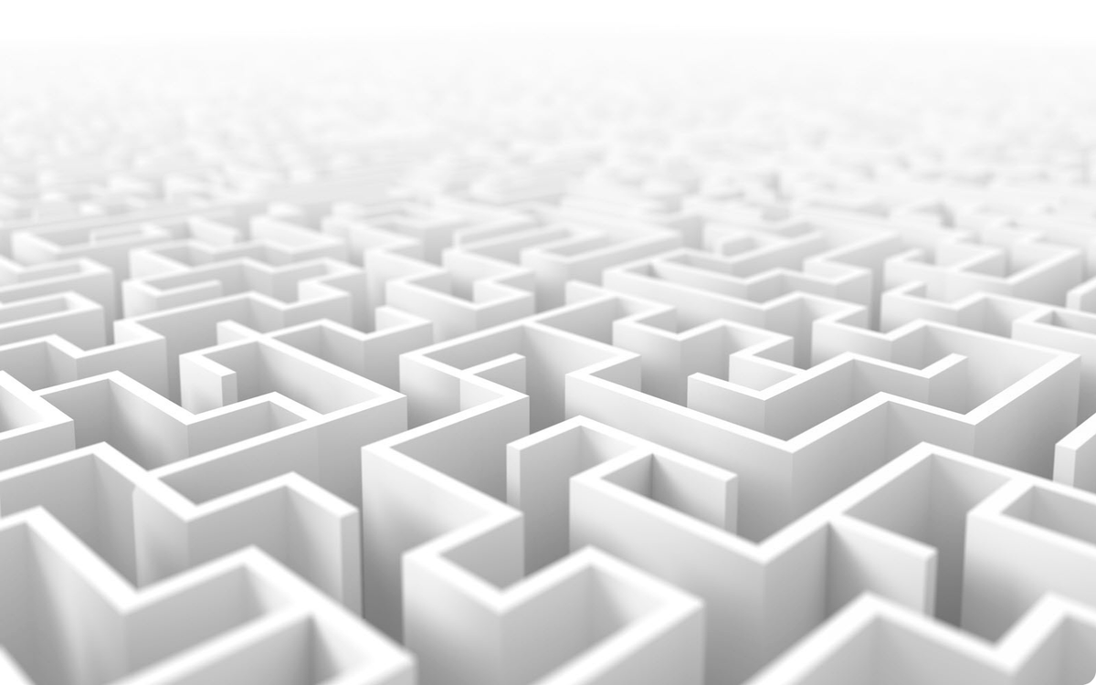 A vast, white maze stretching into the distance—representing the complexity of Isabel’s story, the shifting nature of Candle Face, and the puzzle of the lost souls.
