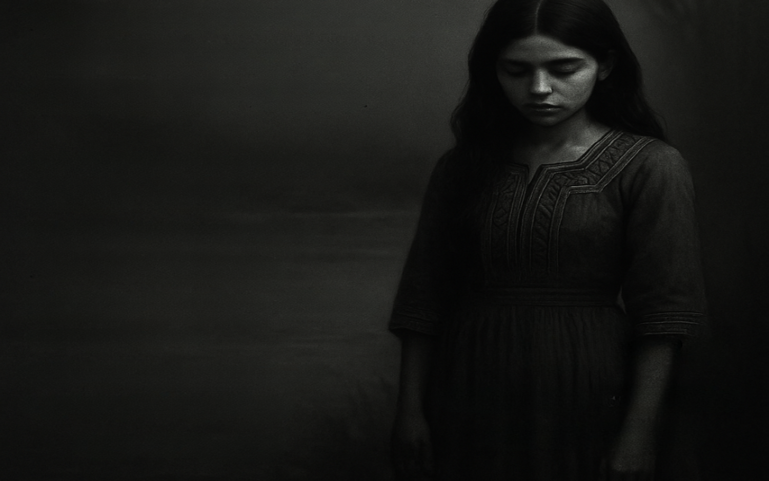 Isabel from Isabel: The Forgotten Daughter of La Llorona, shown in a dark, somber portrait.