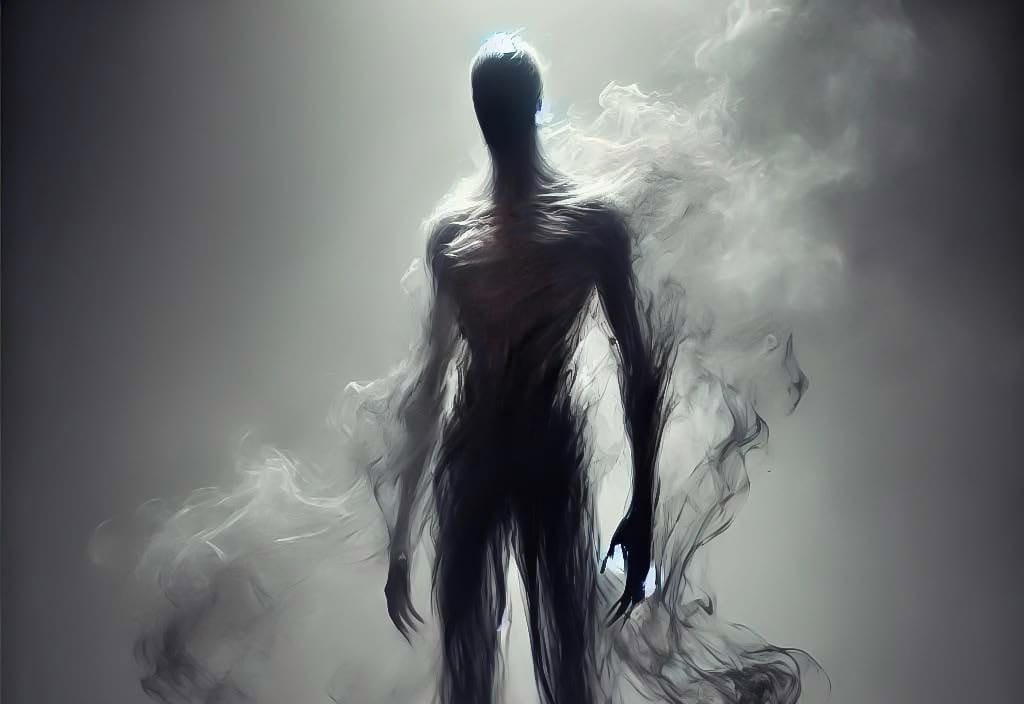 The Master Shadow from Candle Face Chronicles, a faceless figure formed from swirling smoke.